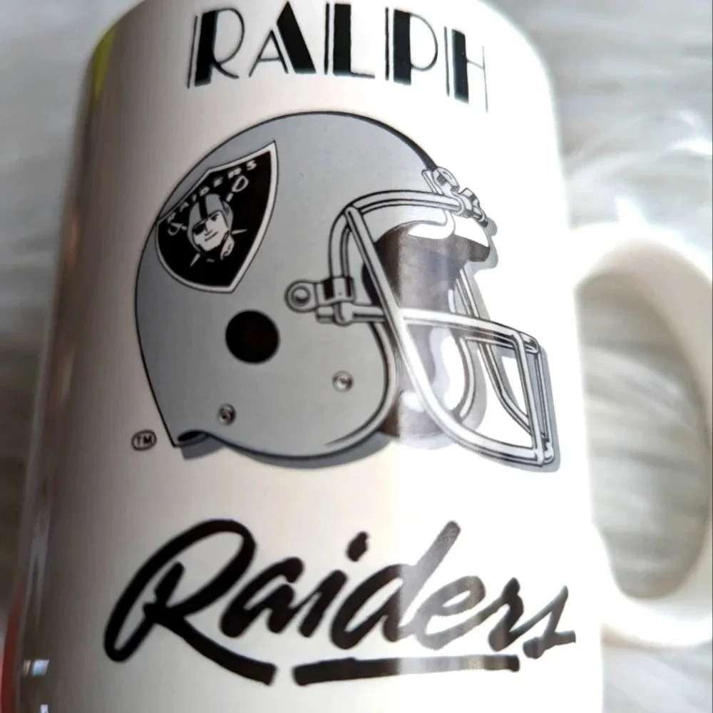 Vintage Raiders Mug NFL Licensed- Ralph name- 90s Papel Cup Las Vegas Oakland LA